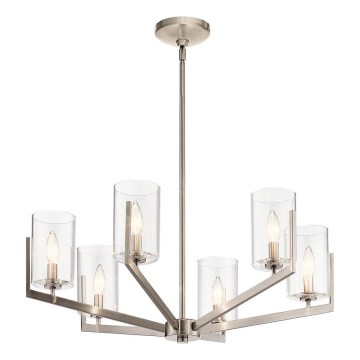 Quintiesse - Luster na stalku NYE 6xE14/40W/230V prečnika 71,1 cm mat hrom
