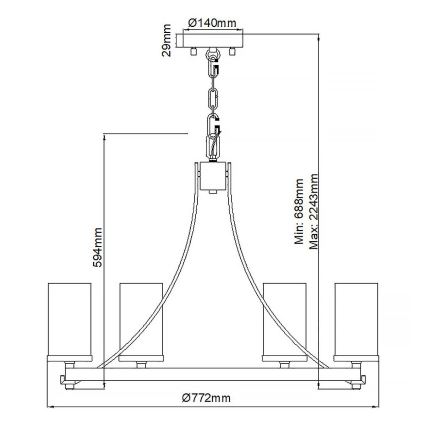 Quintiesse - Luster na lancu ANGELO 6xE27/60W/230V dekor hrast