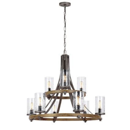 Quintiesse - Luster na lancu ANGELO 9xE27/60W/230V dekor hrast