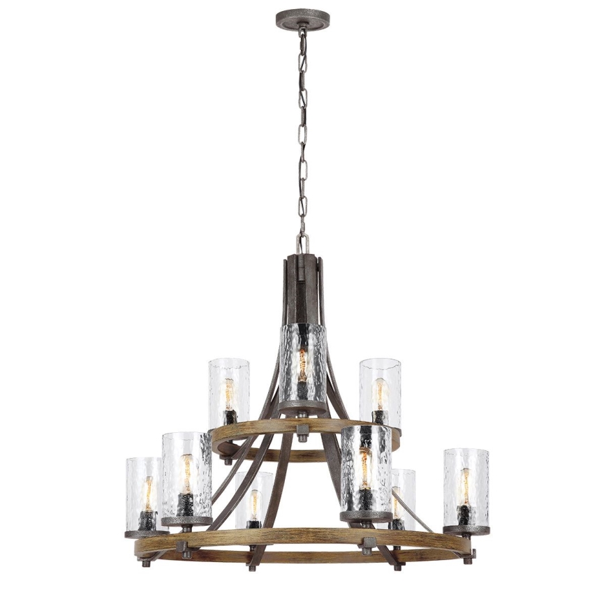Quintiesse - Luster na lancu ANGELO 9xE27/60W/230V dekor hrast