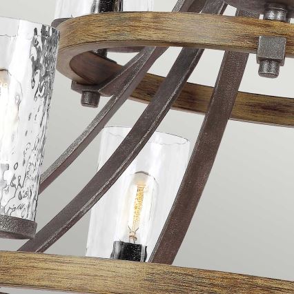 Quintiesse - Luster na lancu ANGELO 9xE27/60W/230V dekor hrast