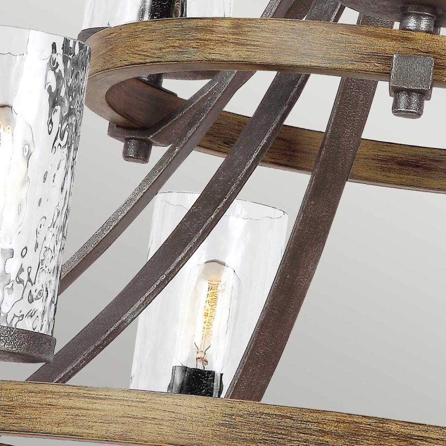 Quintiesse - Luster na lancu ANGELO 9xE27/60W/230V dekor hrast