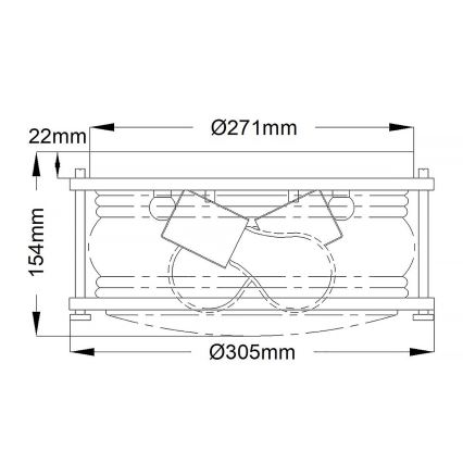 Quintiesse - Plafonsko svetlo za kupatilo ASHLAND 2xE27/60W/230V prečnik 30,5 cm IP44 zlatna