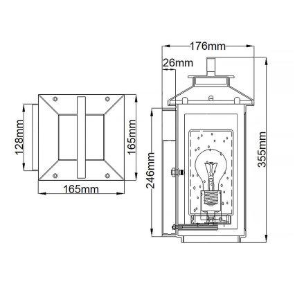 Quintiesse - Spoljašnje zidno svetlo ATWATER S 1xE27/60W/230V IP44 crna