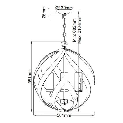 Quintiesse - Spoljašnji luster na lancu BLACKSMITH 4xE14/40W/230V prečnik 50,1 cm IP44 crni