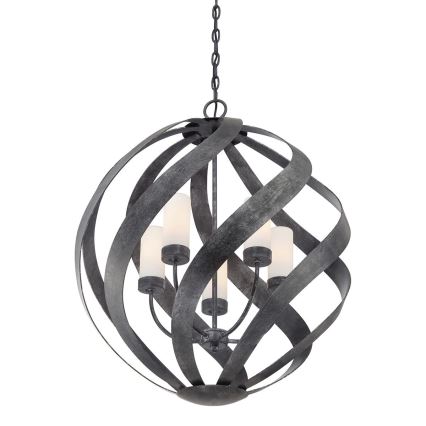Quintiesse - Spoljašnji luster na lancu BLACKSMITH, 5xE14/40W/230V, Ø 66,4 cm, IP44, crna