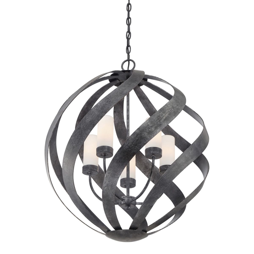Quintiesse - Spoljašnji luster na lancu BLACKSMITH, 5xE14/40W/230V, Ø 66,4 cm, IP44, crna