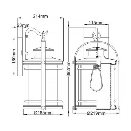 Quintiesse - Spoljna zidna lampa BOOKER M 1xE27/60W/230V IP44 mat hrom