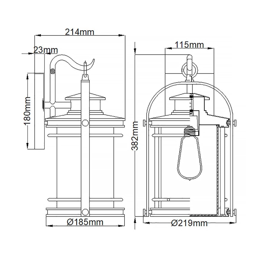 Quintiesse - Spoljna zidna lampa BOOKER M 1xE27/60W/230V IP44 mat hrom