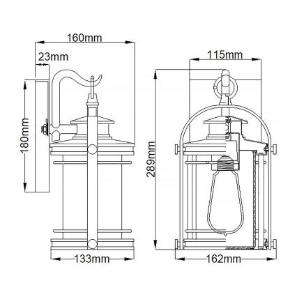 Quintiesse - Spoljašnja zidna lampa BOOKER S 1xE27/60W/230V IP44 mat hrom