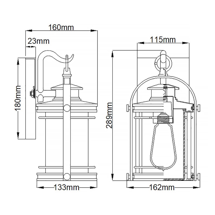 Quintiesse - Spoljašnja zidna lampa BOOKER S 1xE27/60W/230V IP44 mat hrom