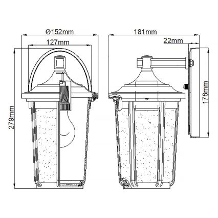 Quintiesse - Spoljašnja zidna lampa FAIRFIELD M 1xE27/60W/230V IP44 crna