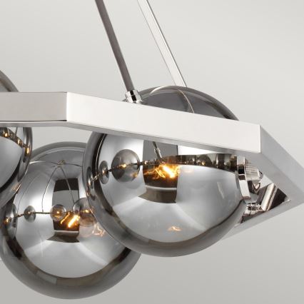 Quintiesse - Luster na šipci HARPER 5xE14/60W/230V, prečnik 77,5 cm, sjajni hrom/zadimljeno staklo
