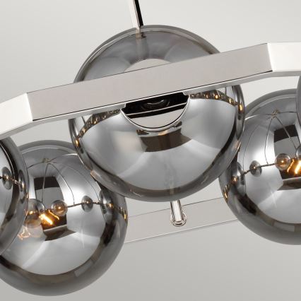 Quintiesse - Luster na šipci HARPER 5xE14/60W/230V, prečnik 77,5 cm, sjajni hrom/zadimljeno staklo