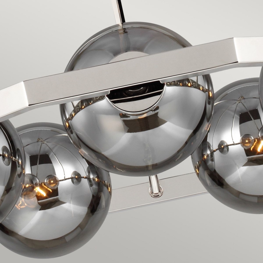 Quintiesse - Luster na šipci HARPER 5xE14/60W/230V, prečnik 77,5 cm, sjajni hrom/zadimljeno staklo