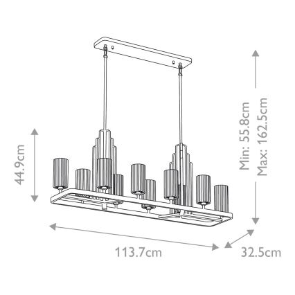 Quintiesse - Luster na šipci KIMROSE 10xE14/40W/230V mat hrom