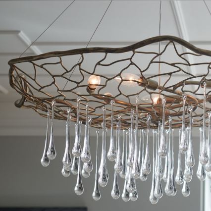 Quintiesse - Luster na sajli LAGUNA 6xE14/40W/230V prečnik 91,4 cm zlatna