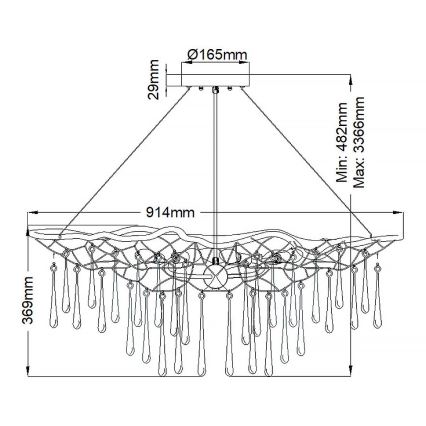 Quintiesse - Luster na sajli LAGUNA 6xE14/40W/230V prečnik 91,4 cm zlatna