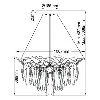 Quintiesse - Luster na sajli LAGUNA 8xE14/40W/230V pr. 106,7 cm zlatna