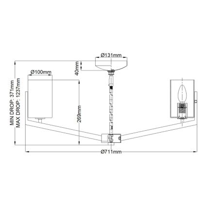 Quintiesse - Luster na stalku NYE 6xE14/40W/230V prečnika 71,1 cm mat hrom