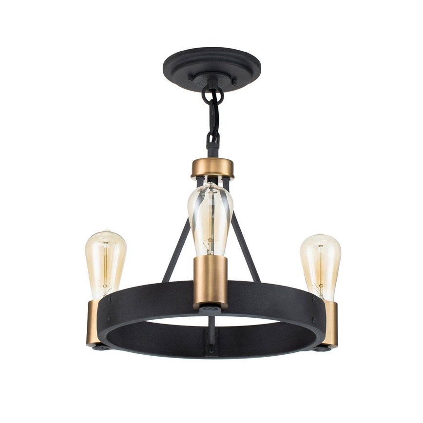 Quintiesse - Luster na stalku SILAS 3xE27/60W/230V prečnik 42,2 cm crna/zlatna