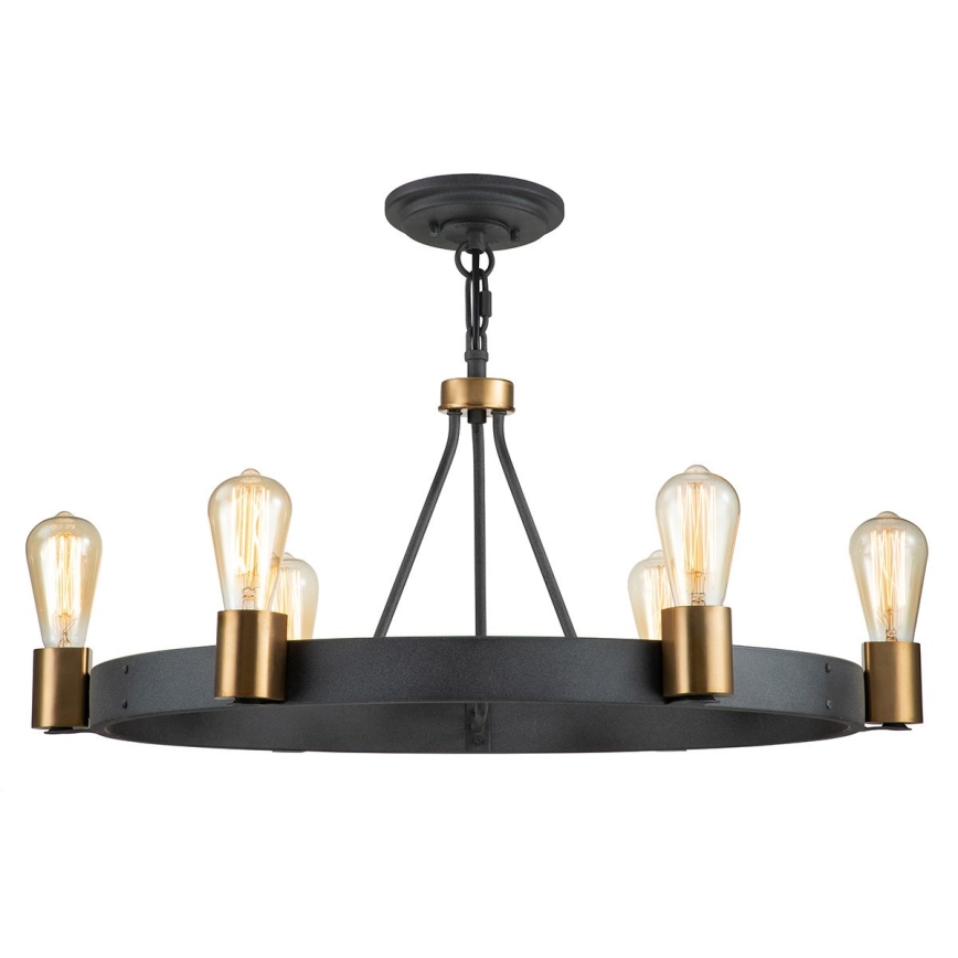 Quintiesse - Luster na šipci SILAS 6xE27/60W/230V Ø 72,3 cm crna/zlatna