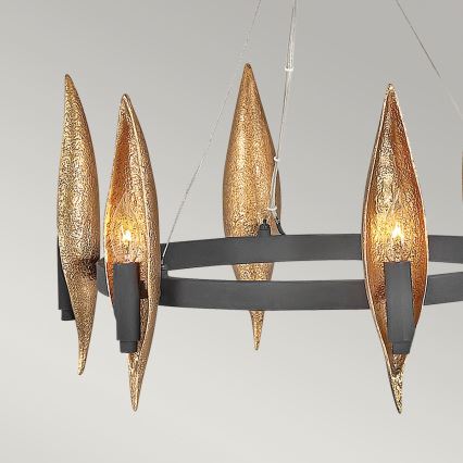 Quintiesse - Luster na sajli WILLOW 6xE14/40W/230V prečnik 61 cm zlatna/crna