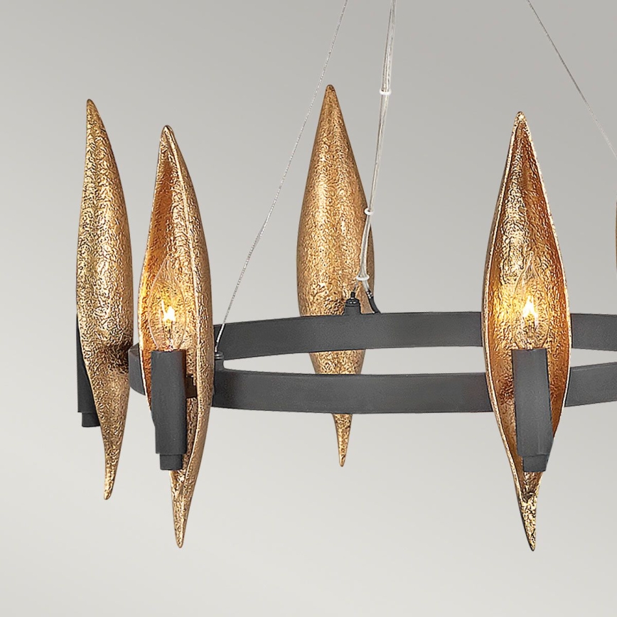 Quintiesse - Luster na sajli WILLOW 6xE14/40W/230V prečnik 61 cm zlatna/crna