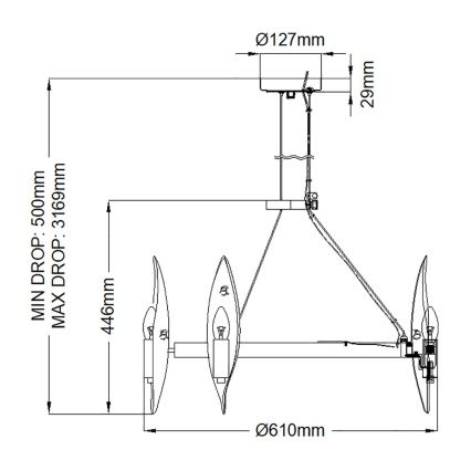 Quintiesse - Luster na sajli WILLOW 6xE14/40W/230V prečnik 61 cm zlatna/crna