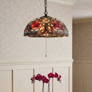Quoizel - Luster na lancu Tiffany LARISSA 3xE27/60W/230V, prečnik 38,5 cm