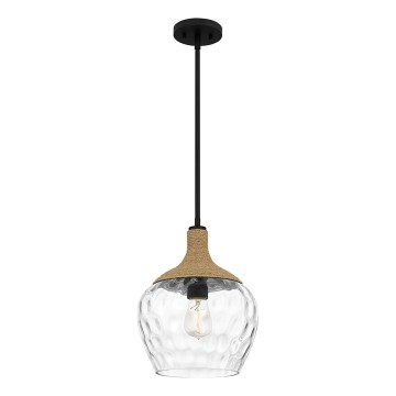 Quoizel - Luster na šipci ROYER 1xE27/60W/230V Ø 30,2 cm proziran/crna/bež