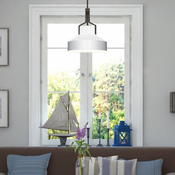 Quoizel - Luster na štapu BRECKEN 2xE27/60W/230V crna/bela