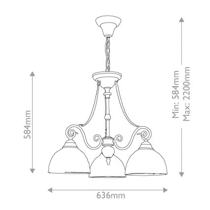 Quoizel - Tiffany luster na lancu LARISSA 3xE27/60W/230V, prečnik 63,6 cm