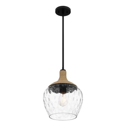 Quoizel - Luster na šipci ROYER 1xE27/60W/230V Ø 30,2 cm proziran/crna/bež