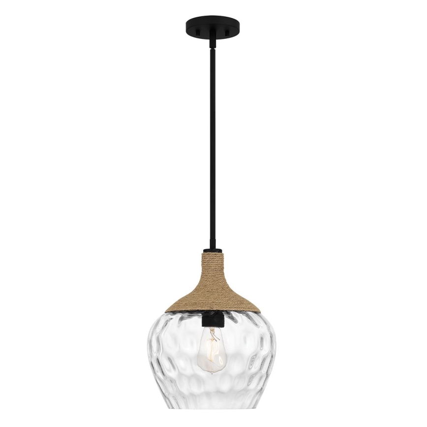 Quoizel - Luster na šipci ROYER 1xE27/60W/230V Ø 30,2 cm proziran/crna/bež