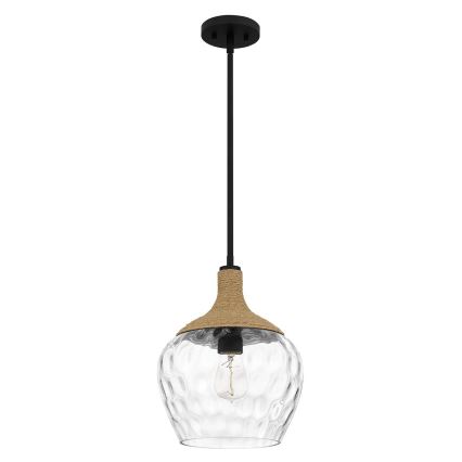Quoizel - Luster na šipci ROYER 1xE27/60W/230V Ø 30,2 cm proziran/crna/bež