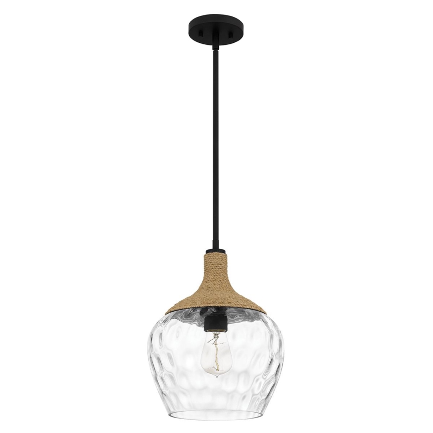 Quoizel - Luster na šipci ROYER 1xE27/60W/230V Ø 30,2 cm proziran/crna/bež