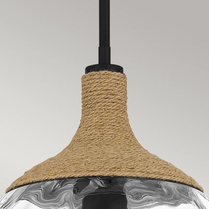 Quoizel - Luster na šipci ROYER 1xE27/60W/230V Ø 30,2 cm proziran/crna/bež
