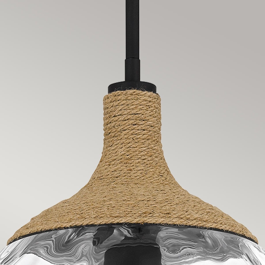 Quoizel - Luster na šipci ROYER 1xE27/60W/230V Ø 30,2 cm proziran/crna/bež