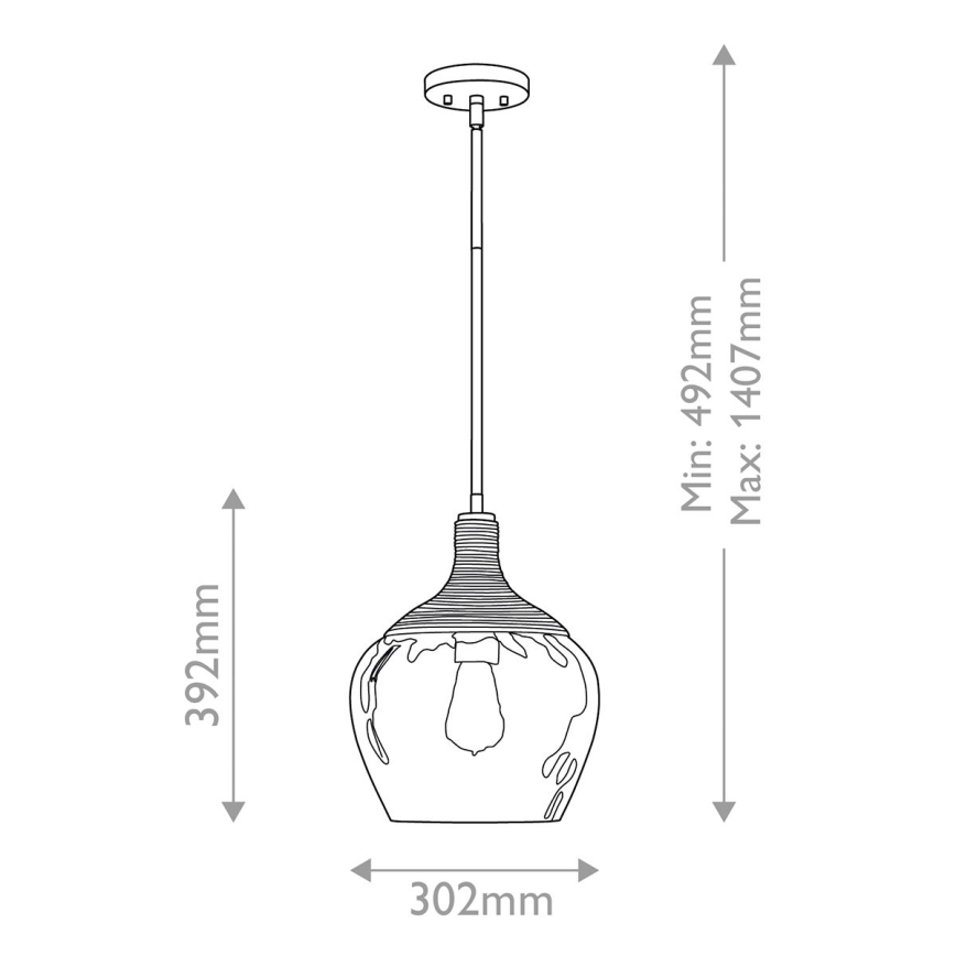 Quoizel - Luster na šipci ROYER 1xE27/60W/230V Ø 30,2 cm proziran/crna/bež