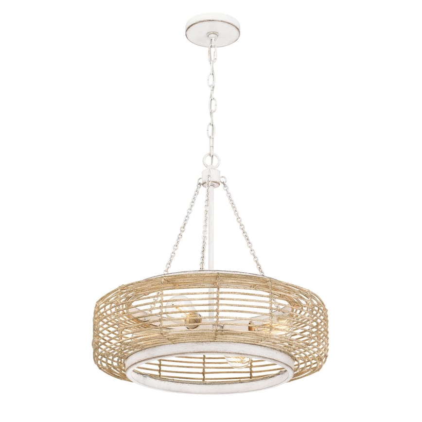 Quoizel - Luster na lancu WAYLON 4xE27/60W/230V prečnika 50,4 cm braon/bela