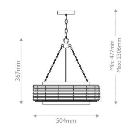 Quoizel - Luster na lancu WAYLON 4xE27/60W/230V prečnika 50,4 cm braon/bela