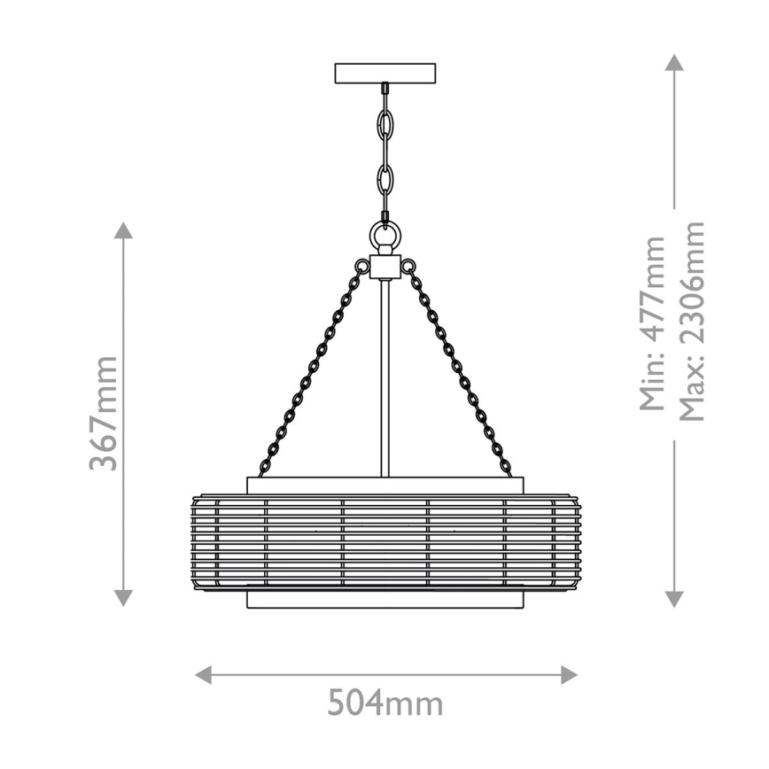 Quoizel - Luster na lancu WAYLON 4xE27/60W/230V prečnika 50,4 cm braon/bela