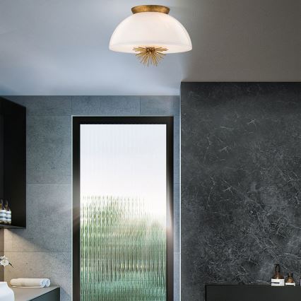 Quoizel - Luster na stalku STARING 3xE14/40W/230V prečnik 45,7 cm zlatna/patina/bela