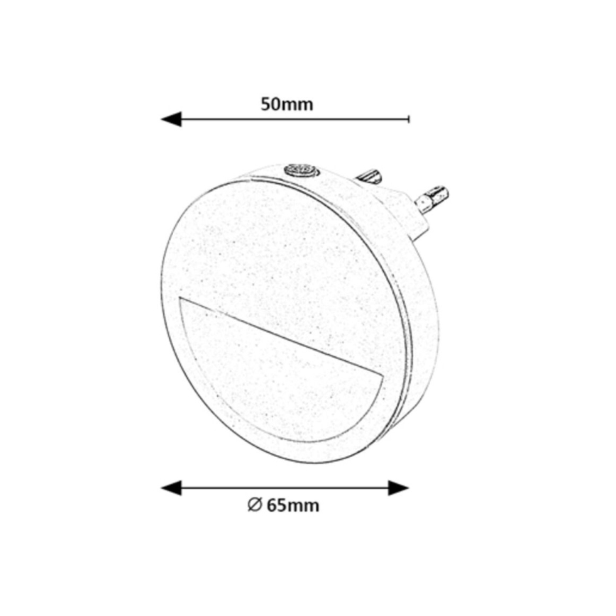 Rabalux - LED noćno svetlo sa senzorom sumraka, LED/0,5W/230V, 3000K, prečnik 65 mm