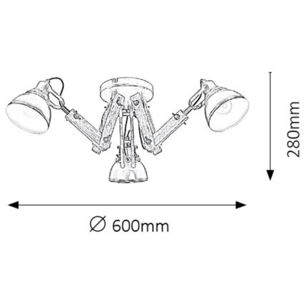 Rabalux - Plafonski luster 3xE14/15W/230V, crni