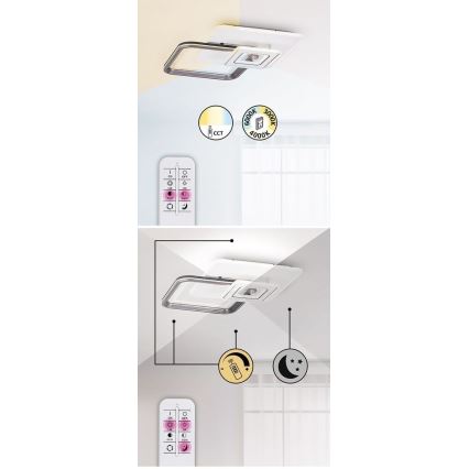 Rabalux - LED prigušiva stropna svetiljka LED/48W/230V 3000K/4000K/6000K + daljinski upravljač 49,5x49,5 cm