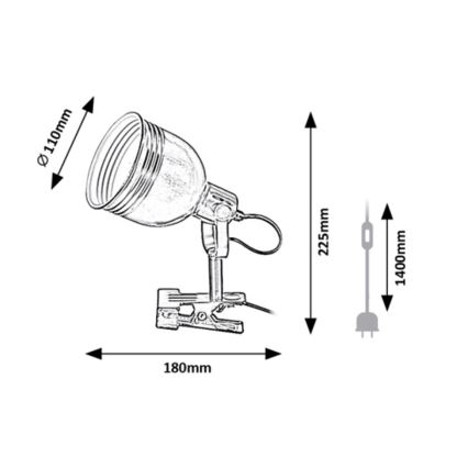 Rabalux - Lampa sa klipom 1xE14/25W/230V crna