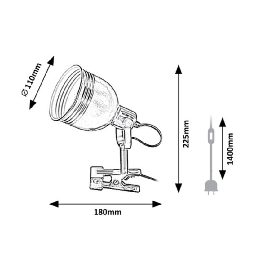 Rabalux - Lampa sa klipom 1xE14/25W/230V crna