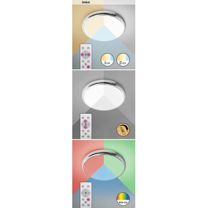 Rabalux - LED RGB prigušiva kupatilska plafonska svetiljka LED/18W/230V prečnik 30 cm 3000-6500K IP44 + daljinski upravljač